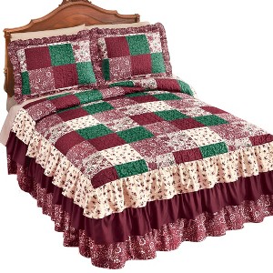 Collections Etc Patchwork Triple Ruffle Bedspr - 1 of 3