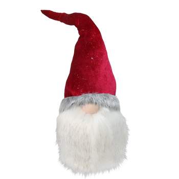 Northlight 23" Gnome with Bendable Glitter Red Velvet Hat Christmas Decoration
