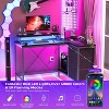 43 Inch Computer Desk, L Shaped Desk with Power Outlets and Led Lights, 3-Drawer Gaming Desk with Storage Shelves and Monitor Stand - 4 of 4