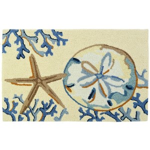 Homefires La Playa Sand Dollar Doormat, 22"x34" – Coastal Entry Rug with Sea-Inspired Design in Soft Blues and Beige for Indoor/Outdoor Use - 1 of 3