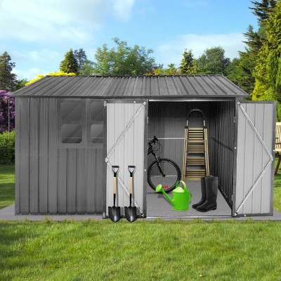 NicBex 10x8Ft Metal Garden Sheds, Outdoor Storage Sheds, Gazebos with a Practical Apex Roof, Carports with Window for Natural Light