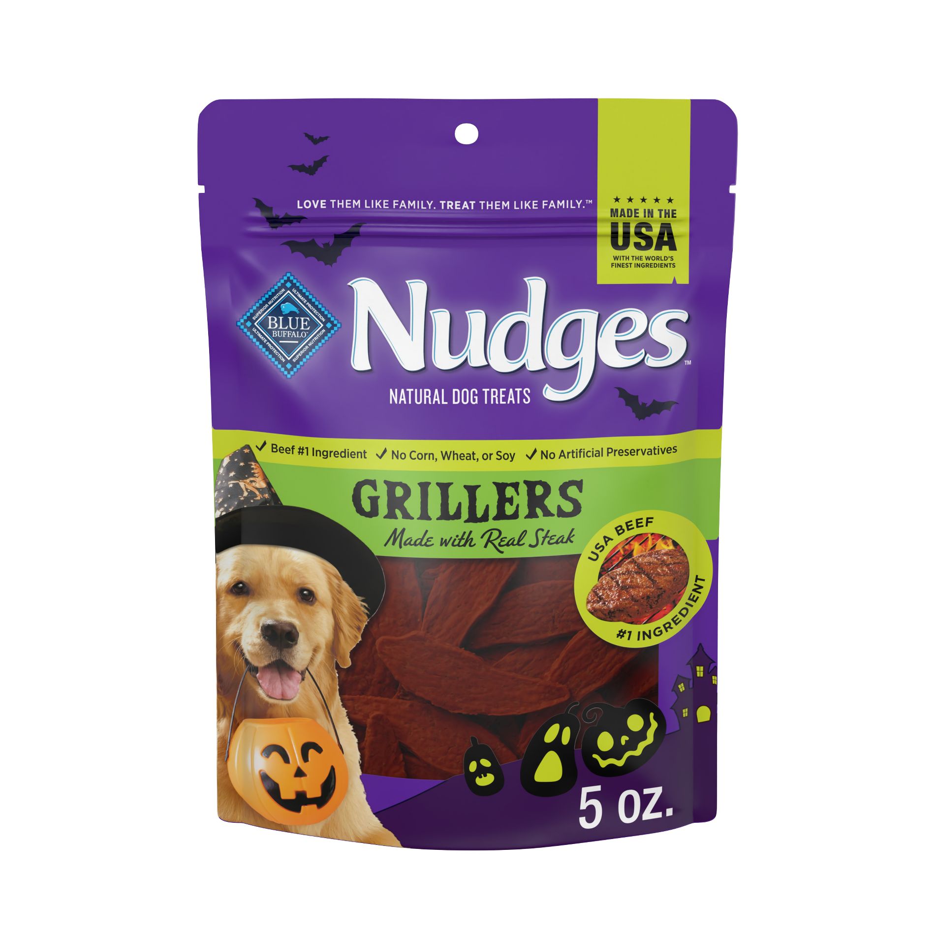 Blue Buffalo Beef Frankenstein Nudges Steak Grillers Jerky Treats - 5oz