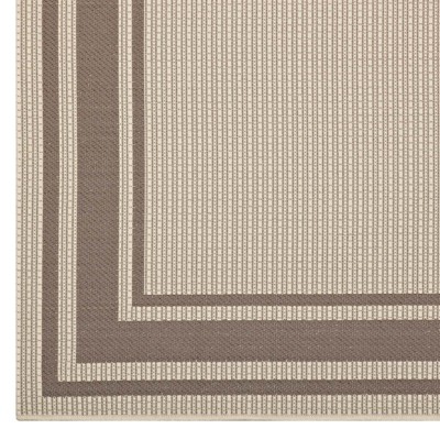 Rim Light and Dark Beige 5x8 Synthetic Indoor/Outdoor Area Rug