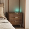 Gulches Modern Wood Smart Nightstand with Night Light & Storage Cabinet, 2-Tier Open Shelving Bedside Table for Bedroom - 3 of 4