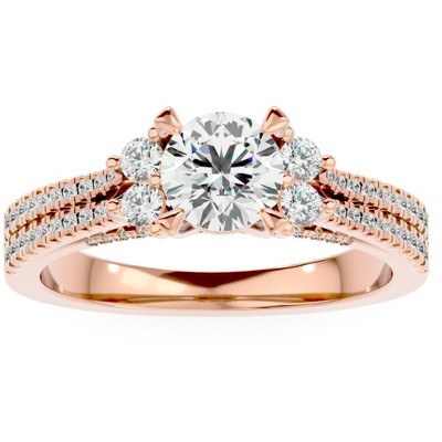 Pompeii3 1 1/3CT Diamond Engagement Ring in White, Yellow, or Rose Gold Lab Created
