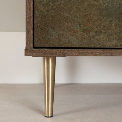Natural Walnut and Oxide Brown Adjustable Shelf Cabinet