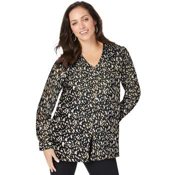 Jessica London Women’s Plus Size Long Sleeve Flannel Shirt, 24 W ...