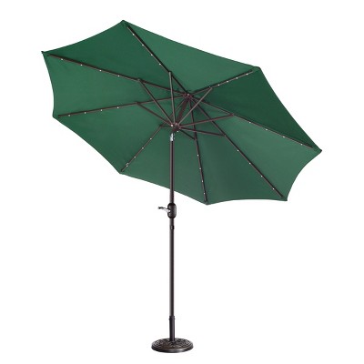 Green 9-Foot Patio Umbrella with Solar LED Lights