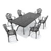 (7-PC)Premium Black Cast Aluminum Patio Set - Weather-Resistant Outdoor Table & Chairs with Beige Cushions - 3 of 4