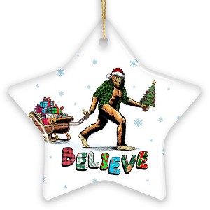 Funny Big Foot Believe Christmas Ornament, Sasquatch Humor Holiday Decor| OrnamentallyYou - 1 of 4