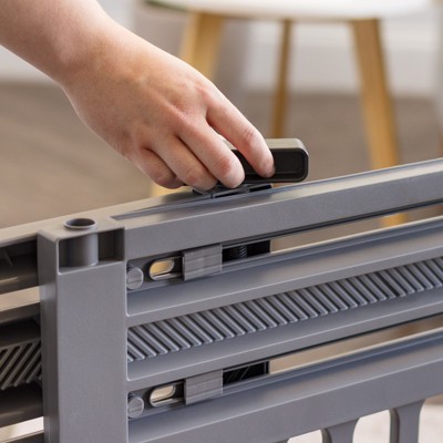 Gray Adjustable Plastic Pet Gate for Doorways, 24-39 Inches