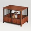 43" Walnut Fluted Wood Furniture Style Dog Crate for Large & Medium Dogs, Double Door Decorative Pet House & Indoor End Table - Nertpow - 4 of 4
