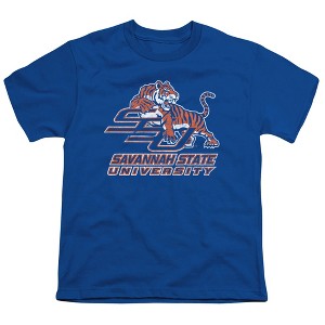 Savannah State University Distressed Primary Kids T-Shirt For Youth Royal Blue - 1 of 4