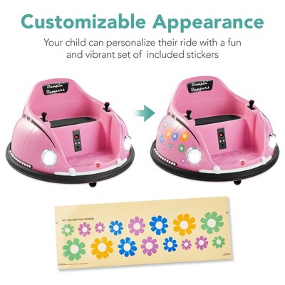6V Electric Kids Ride On Bumper Car, 1.5 - 6 Years Old, Parent Remote Control, 360 Degree Spin, Lights, Sounds - Pink