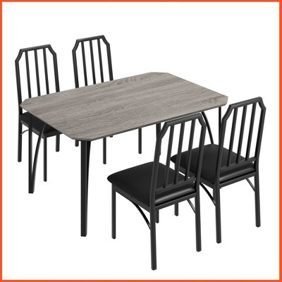 Kitchen Table and Chairs for 4 with with Chamfer Design, Dining Table Set with Cushion Seats
