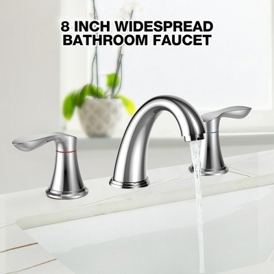 Whizmax Bathroom Faucet,8 Inch Bathroom Faucets For Sink 3 Hole, Widespread Bathroom Faucet With ...