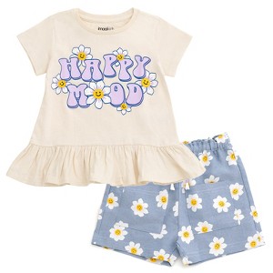 imagikids Girls Short Sleeve T-Shirt and Chambray Shorts 2 Piece Outfit Set Toddler Sizes - 1 of 4