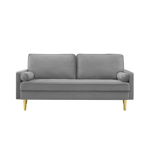 TiramisuBest 65" Velvet Sofa, Plush Upholstered Couch for Living Room or Bedroom (Grey) - 1 of 4