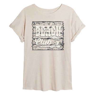 Women's - Instant Message - Beach Club Sign Oversized Graphic T-Shirt