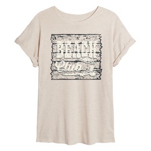 Women's - Instant Message - Beach Club Sign Oversized Graphic T-Shirt - 1 of 4
