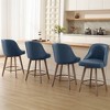 Bekrvio 26'' Counter Height Swivel Bar Stools Set of 4 —Backs and Wood Legs,Linen Fabric/PU Leather Upholstered Barstools for Kitchen Island - 3 of 4