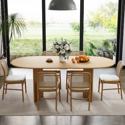 PexFix 67"x33.5" Soild Wood Dining Table Oval Kitchen Tables