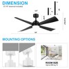 Airsurfer 52-In Ceiling Fan With Lights And Remote, Black Ceiling Fan With 4 Reversible Blades - 4 of 4