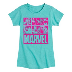 Girls' - Marvel - Pink Character Valentine Characters Fitted Short Sleeve Graphic T-Shirt - 1 of 3