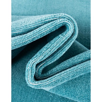 Teal Round Easy Care Synthetic Indoor Rug