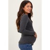 Pinkblush Charcoal Ribbed Scoop Neck Long Sleeve Maternity Top - 2 of 3