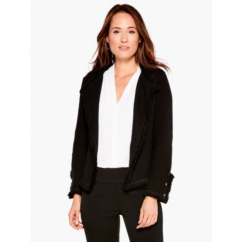 Nic + Zoe Fringe Mix Jacket - Black Onyx, Pl : Target