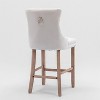 CIPACHO Contemporary Velvet Upholstered Barstools with Button Tufted Decoration and Wooden Legs, Bar Chairs,Bar stools, Set of 2 (Beige),SW2002BG - 4 of 4