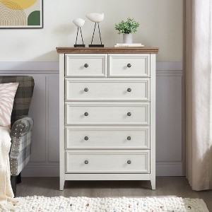 NicBex Farmhouse Drawer Dresser,Modern Tall/Double Dressers with Round Handles,Chest of Drawers for Bedroom,Living Room,Dining Room,Hallway - 1 of 4