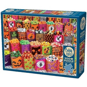 Cobble Hill 500-Piece Family Jigsaw Puzzle – Halloween Treats Design with Poster, Ages 8 and Up - 1 of 4