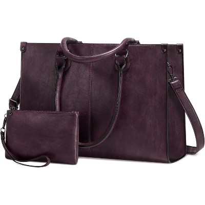 15.6 Inch Large Capacity Vintage Leather Work Computer Bag, Business Casual Shoulder Handbag