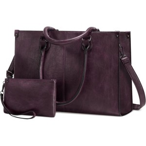 15.6 Inch Large Capacity Vintage Leather Work Computer Bag, Business Casual Shoulder Handbag - 1 of 4
