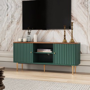 ChicFurnit Decorative Storage Cabinet Mid Century Modern TV Stand with Fluted Doors for Living Room, Green, 60.00"*19.30"*5.50" - 1 of 4