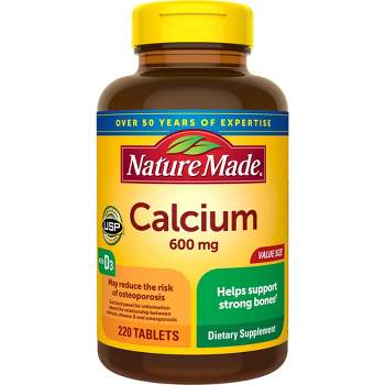 Nature Made Calcium 600mg with Vitamin D3 Supplement for Bone Support Tablets - 200ct