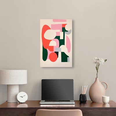 Scattered Petals Abstract Shapes Canvas Wall Art in Black Frame