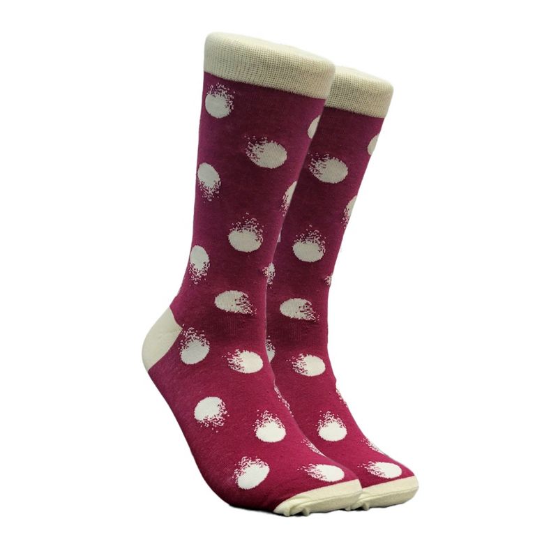 Dark Red and White Patterned Socks (Men's Sizes Adult Large) from the Sock Panda, 1 of 2