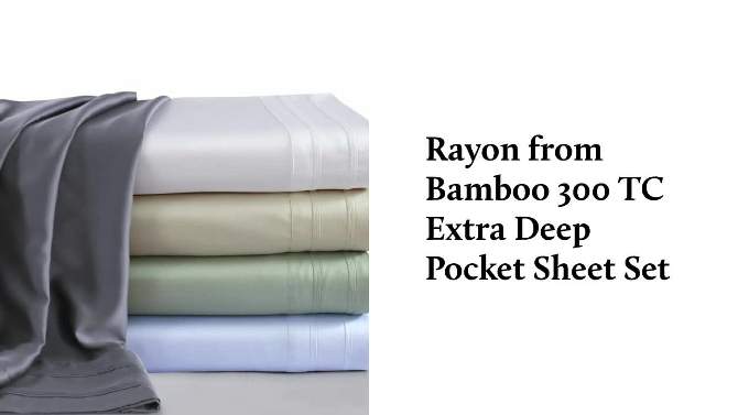 Rayon From Bamboo Deep Pocket Solid Sheet Set 300 Thread Count - Tribeca Living&#174;, 2 of 5, play video