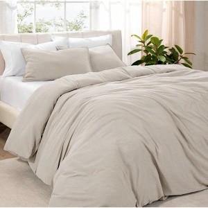 Soft Washed Microfiber Duvet Cover Set - King/Cal King, Fog, Linen - Like, Breathable Easy Care - 1 of 4