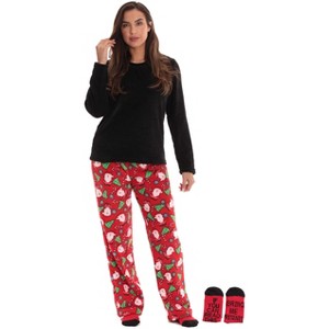 Just Love Womens Plush Pajama Pant Set with Matching Socks  Fun, Cozy Sleepwear with Sayings - 1 of 4