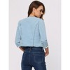 Allegra K Women's Cropped Denim Jacket 3/4 Sleeves Frayed Casual Collarless Jean Jackets - 3 of 4