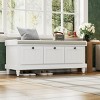 Classic Shoe Bench With Cushion And 3 Drawers, Fluted Entryway Bench With Storage For Living Room, Entryway Bench With Storage-Cuddlewood - 3 of 4