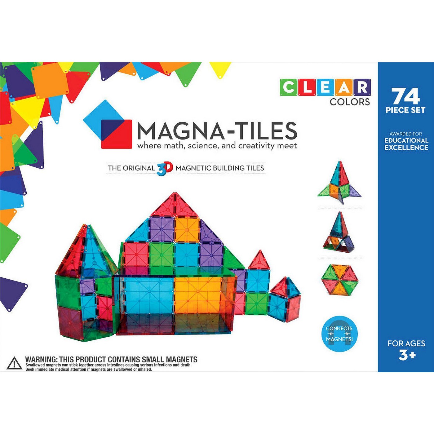 Valtech Magna-Tiles Clear Colors 74 Piece Set - image 1 of 7