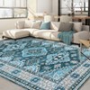 Washable Vintage Chenille Floral Print Farmhouse Area Rugs for Home Office - 2 of 4