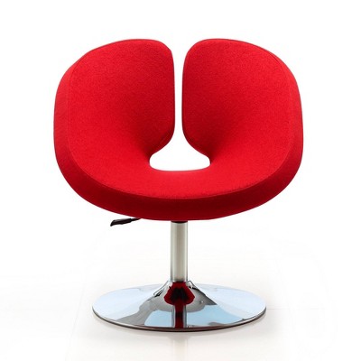 Red Wool Blend Swivel Accent Chairs with Metal Base, Set of 2