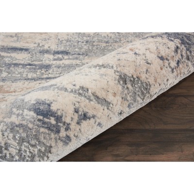 Abstract Brushstroke 26'' Gray and Beige Modern Indoor Rug