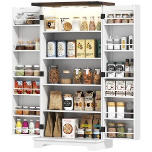 47" Kitchen Cabinet with Sensing LED Light, Kitchen Pantry Cabinet with Doors, Adjustable Shelves, Door Shelves - 1 of 4